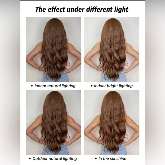 30” Long Curly Chestnut  Wig with bangs natural look. for daily use - Picture 9 of 9